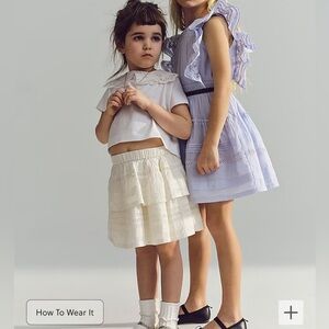 J Crew Crewcuts Girls' eyelet tiered skirt in cotton voile, NEW WITH TAGS, XXS